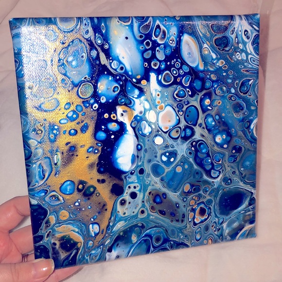 Urban Outfitters Other - Handmade Acrylic Pour Canvas Art 8x8